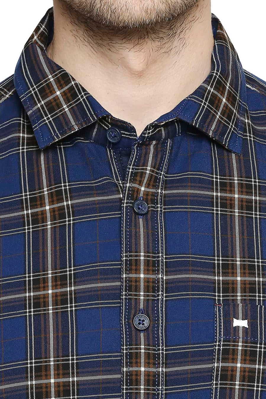 BASICS SLIM FIT TWILIGHT BLUE CHECKS SHIRT