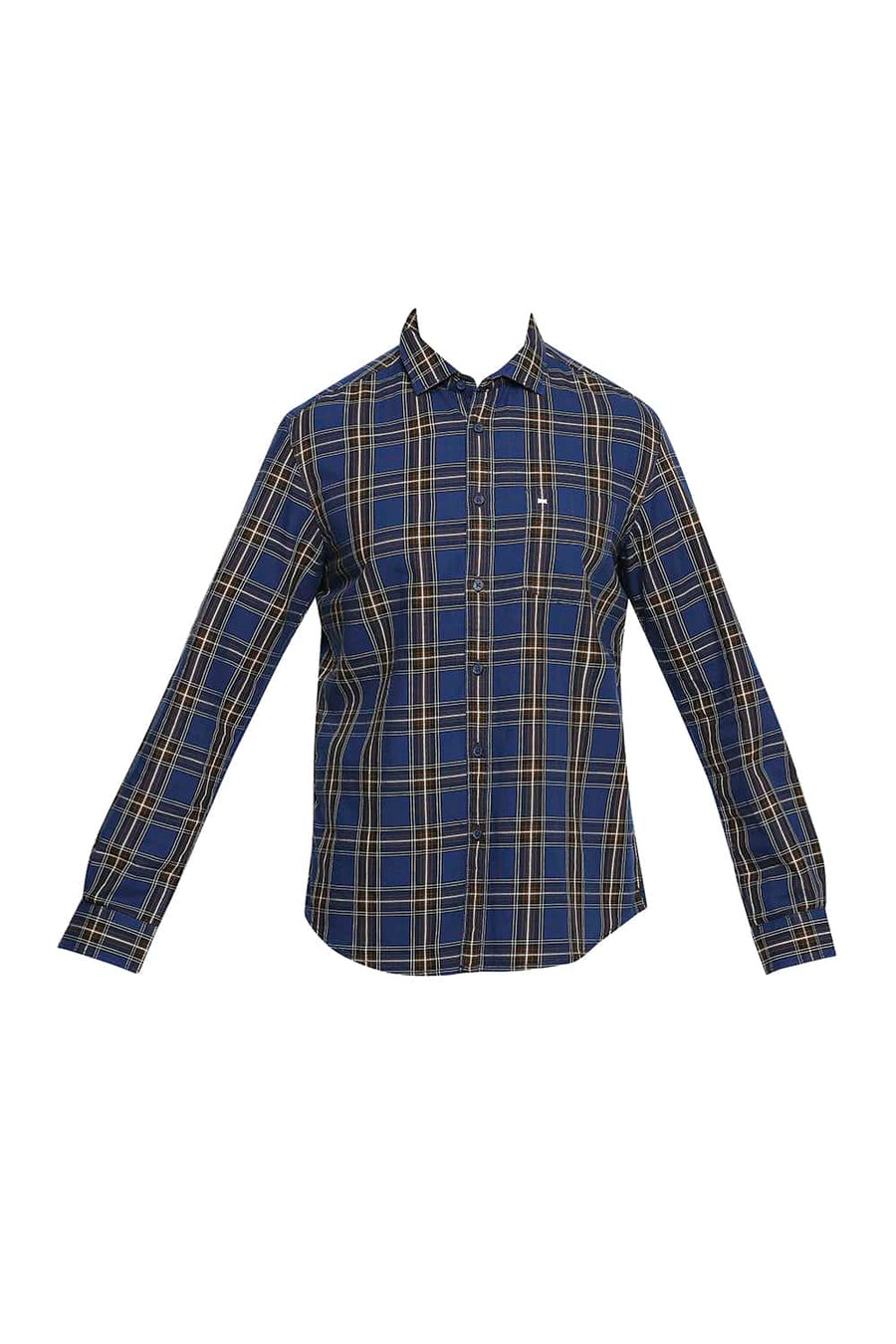 BASICS SLIM FIT TWILIGHT BLUE CHECKS SHIRT