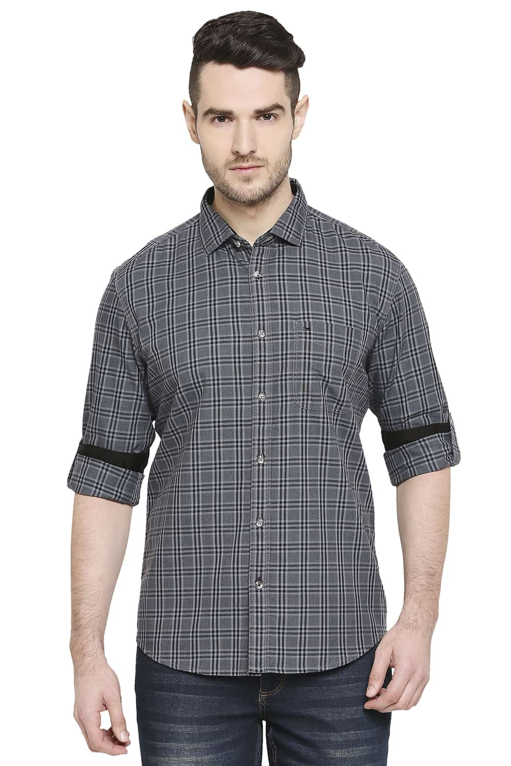 BASICS SLIM FIT CHECKS SHIRT