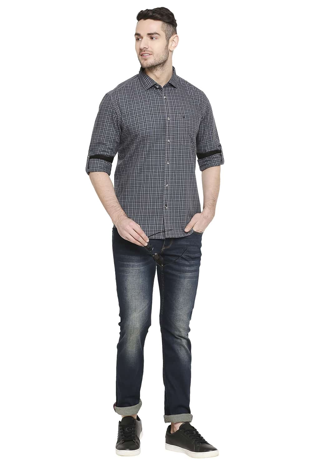 BASICS SLIM FIT CHECKS SHIRT