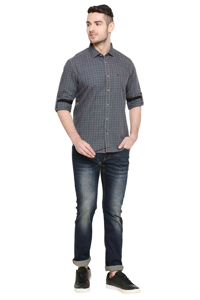 BASICS SLIM FIT CHECKS SHIRT