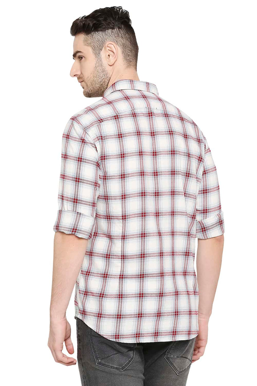 BASICS SLIM FIT RIO MAROON CHECKS SHIRT