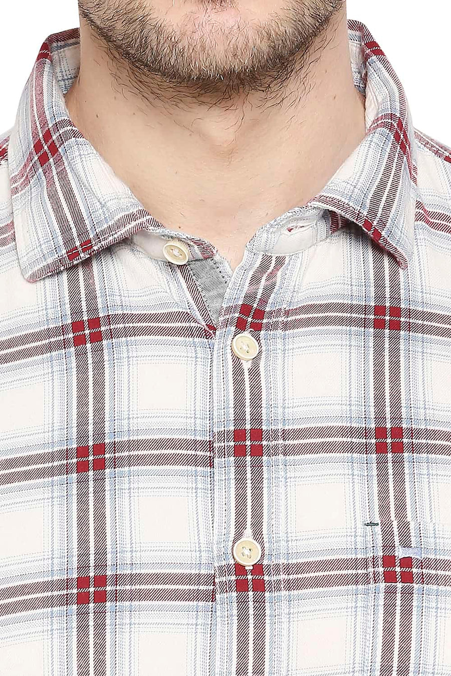 BASICS SLIM FIT RIO MAROON CHECKS SHIRT
