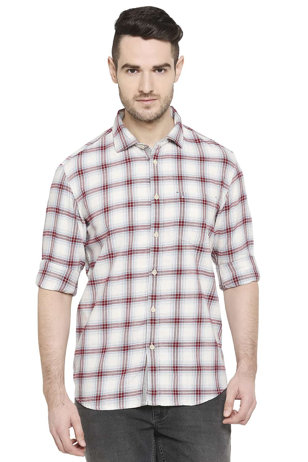 BASICS SLIM FIT CHECKS SHIRT