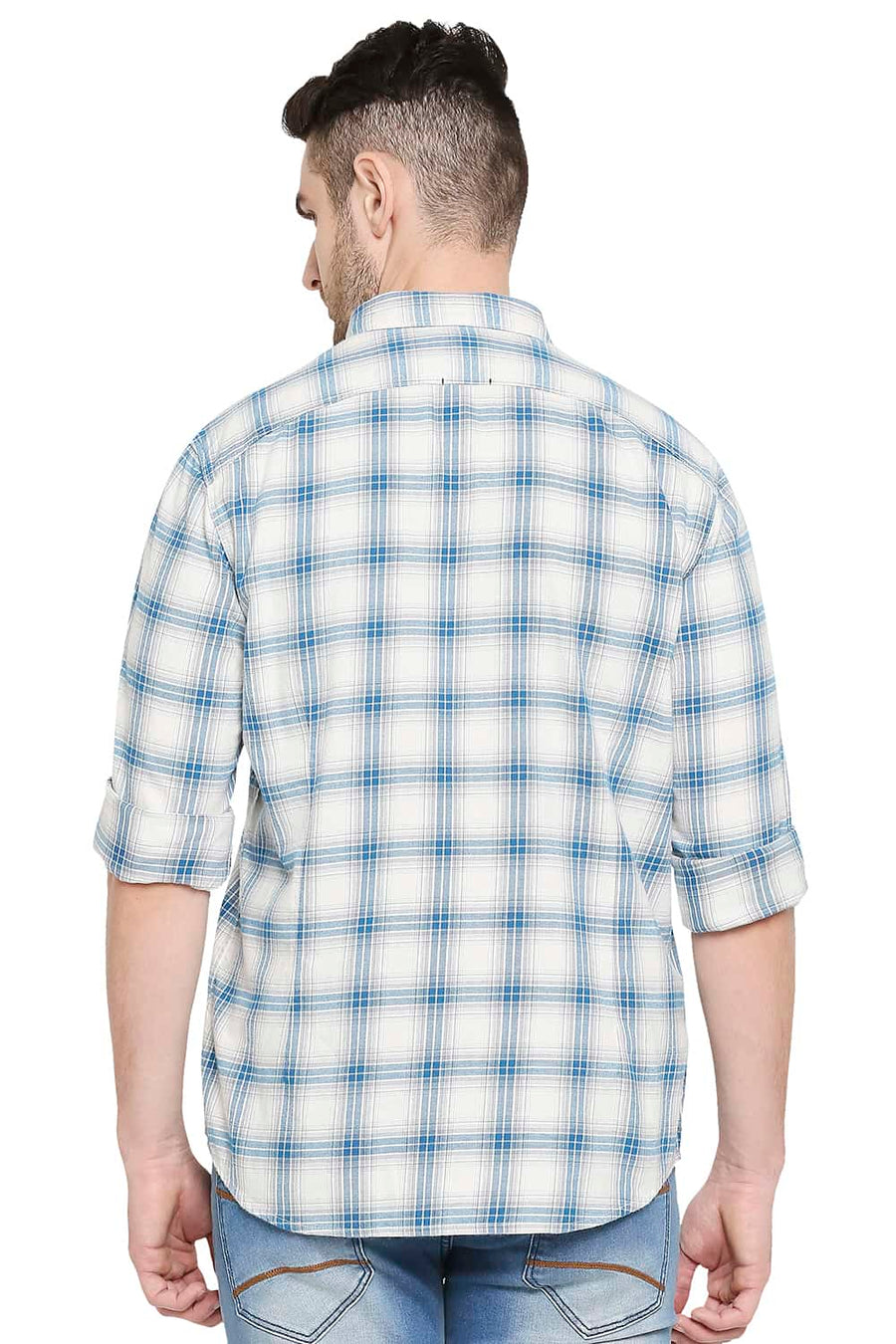 BASICS SLIM FIT TURKISH BLUE CHECKS SHIRT