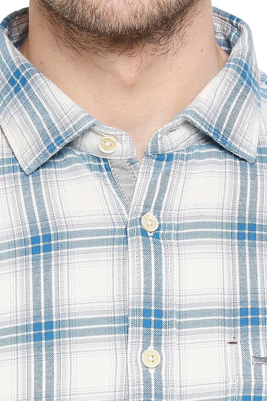 BASICS SLIM FIT TURKISH BLUE CHECKS SHIRT