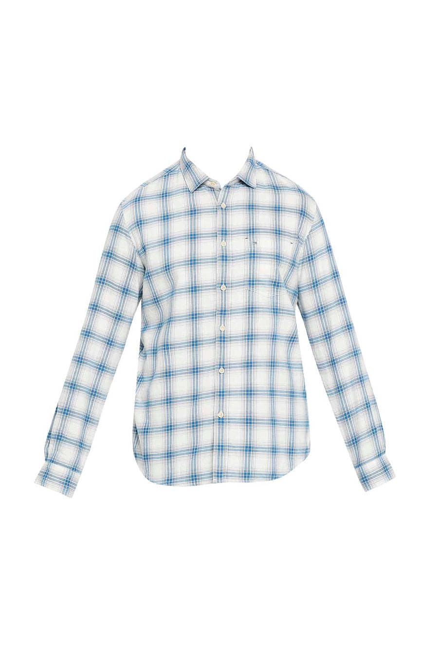 BASICS SLIM FIT TURKISH BLUE CHECKS SHIRT