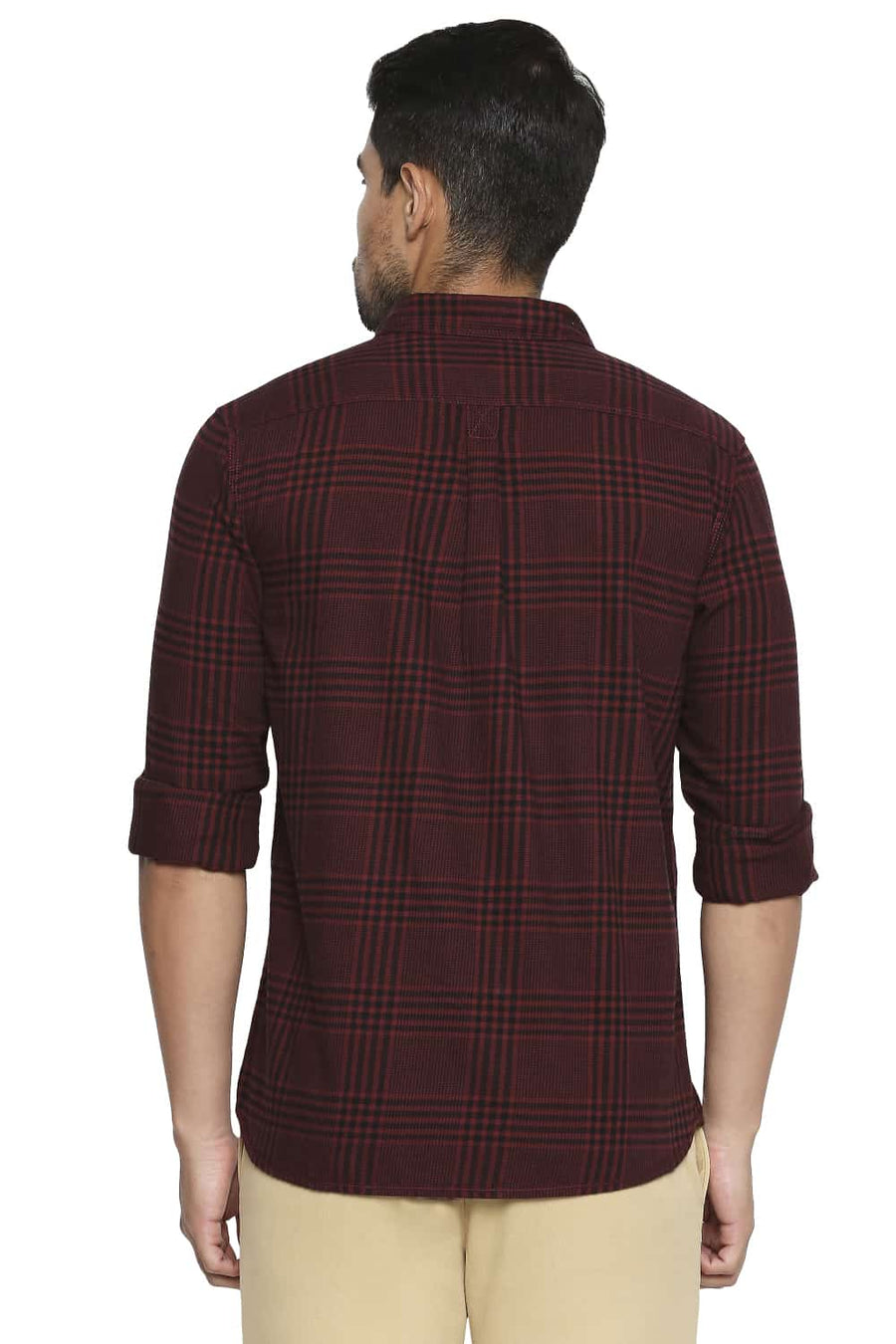 BASICS SLIM FIT ANDORRA MAROON CHECKS SHIRT