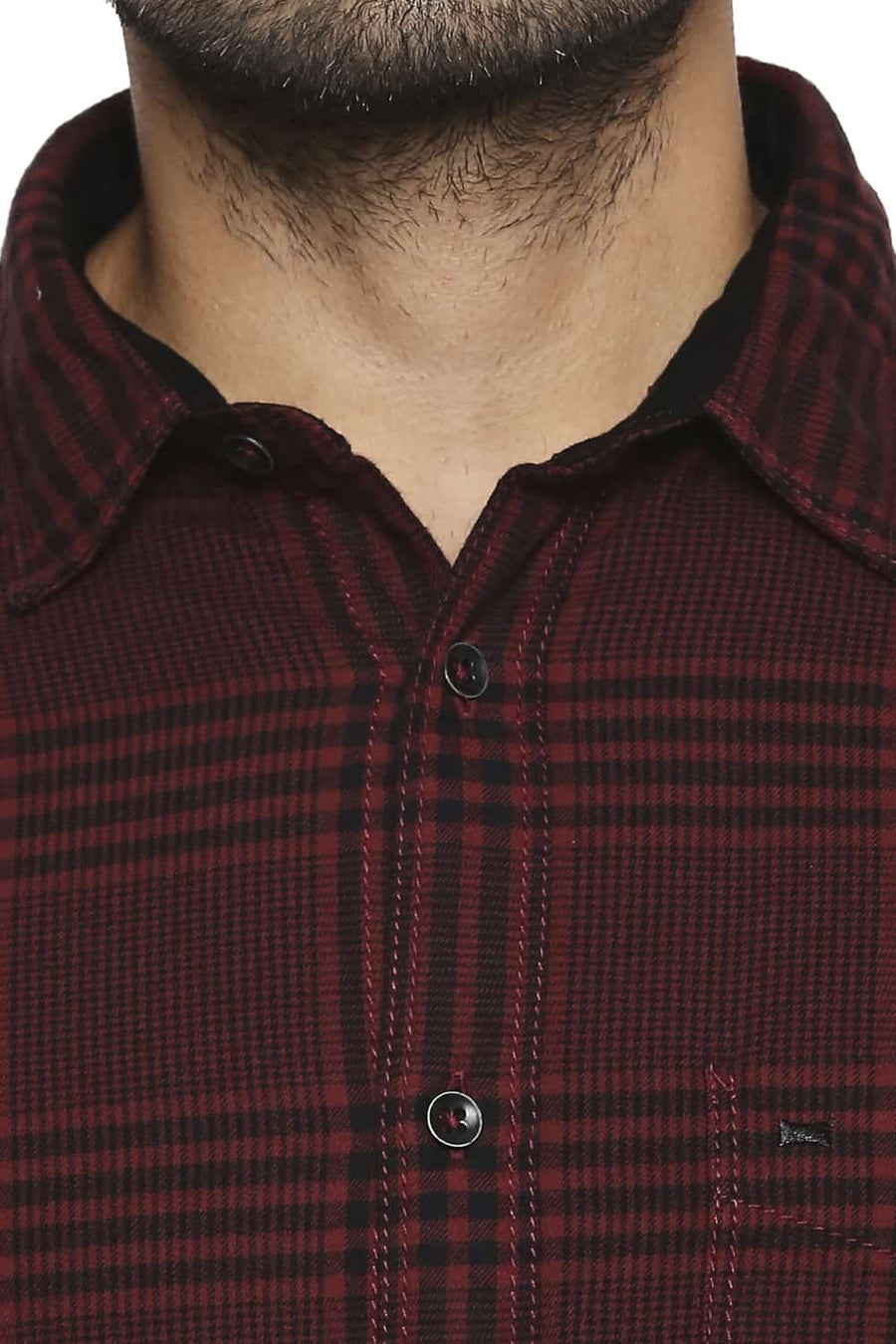 BASICS SLIM FIT ANDORRA MAROON CHECKS SHIRT