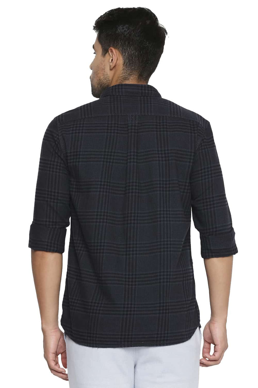 BASICS SLIM FIT CASTLEROCK GREY CHECKS SHIRT