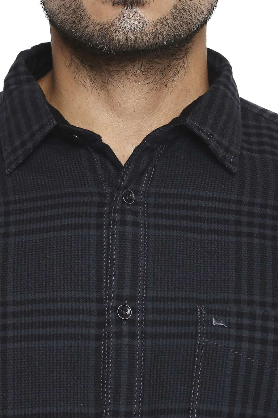 BASICS SLIM FIT CASTLEROCK GREY CHECKS SHIRT
