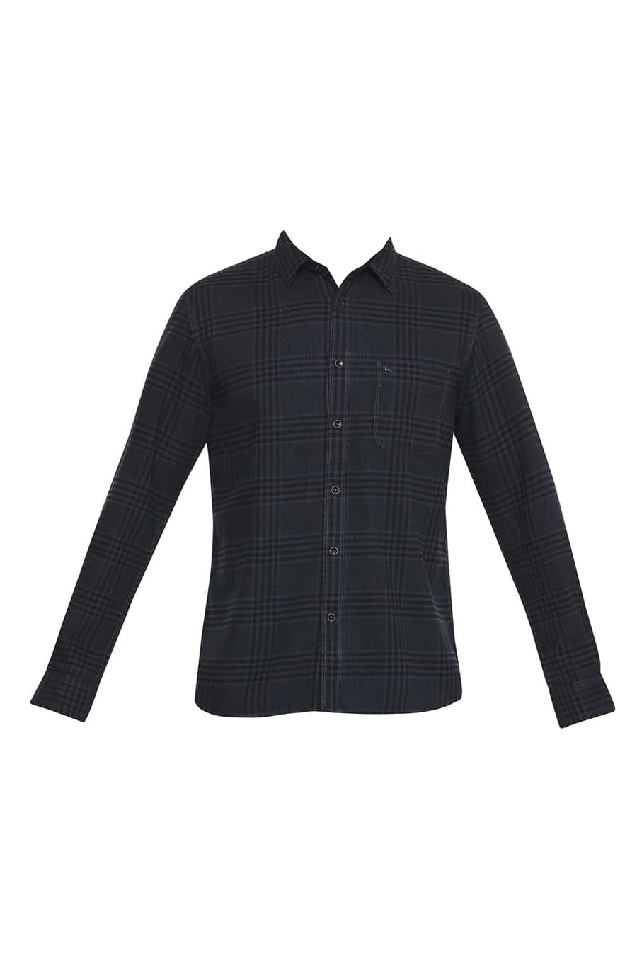BASICS SLIM FIT CASTLEROCK GREY CHECKS SHIRT