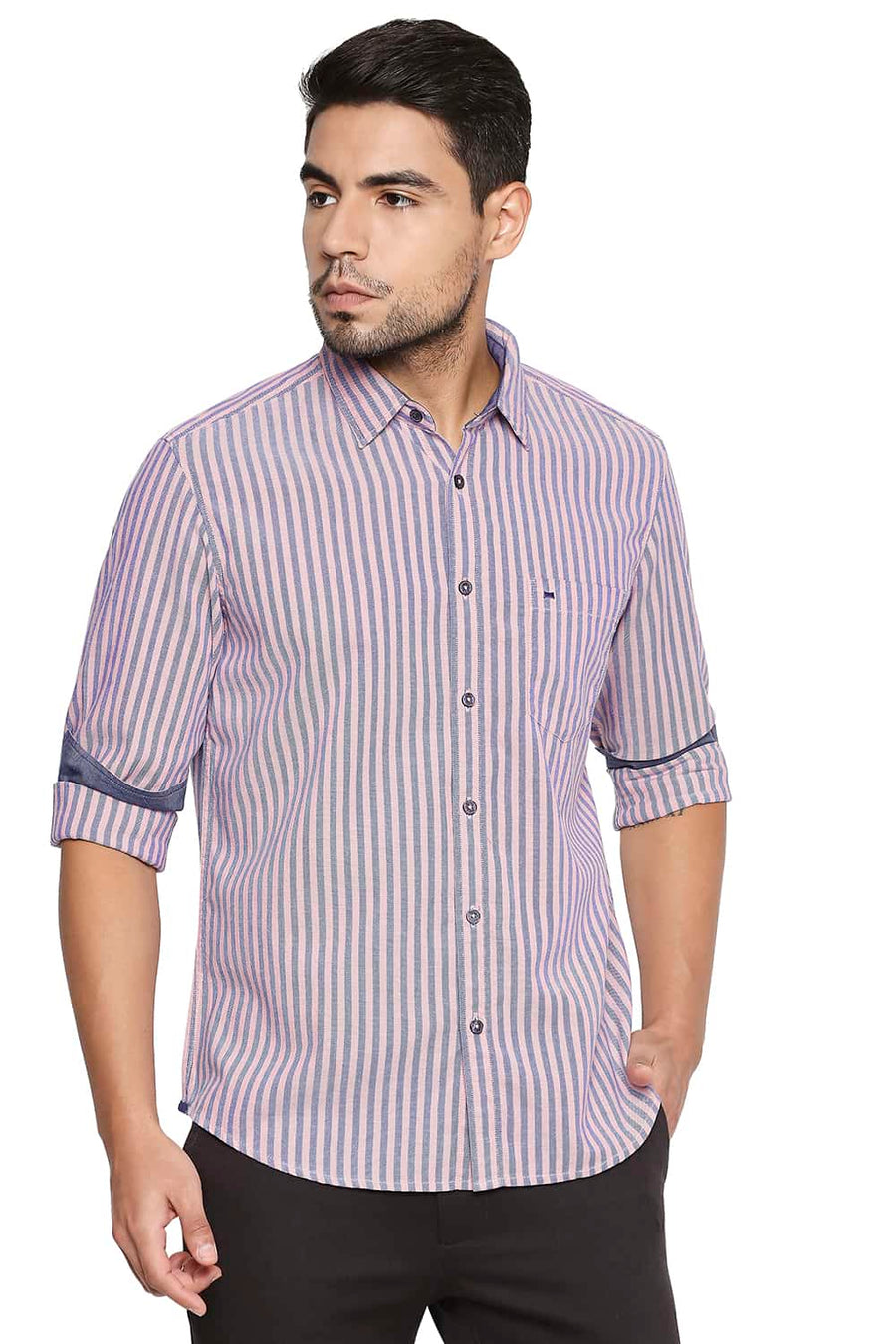 BASICS SLIM FIT QUARTZ PINK STRIPE SHIRT