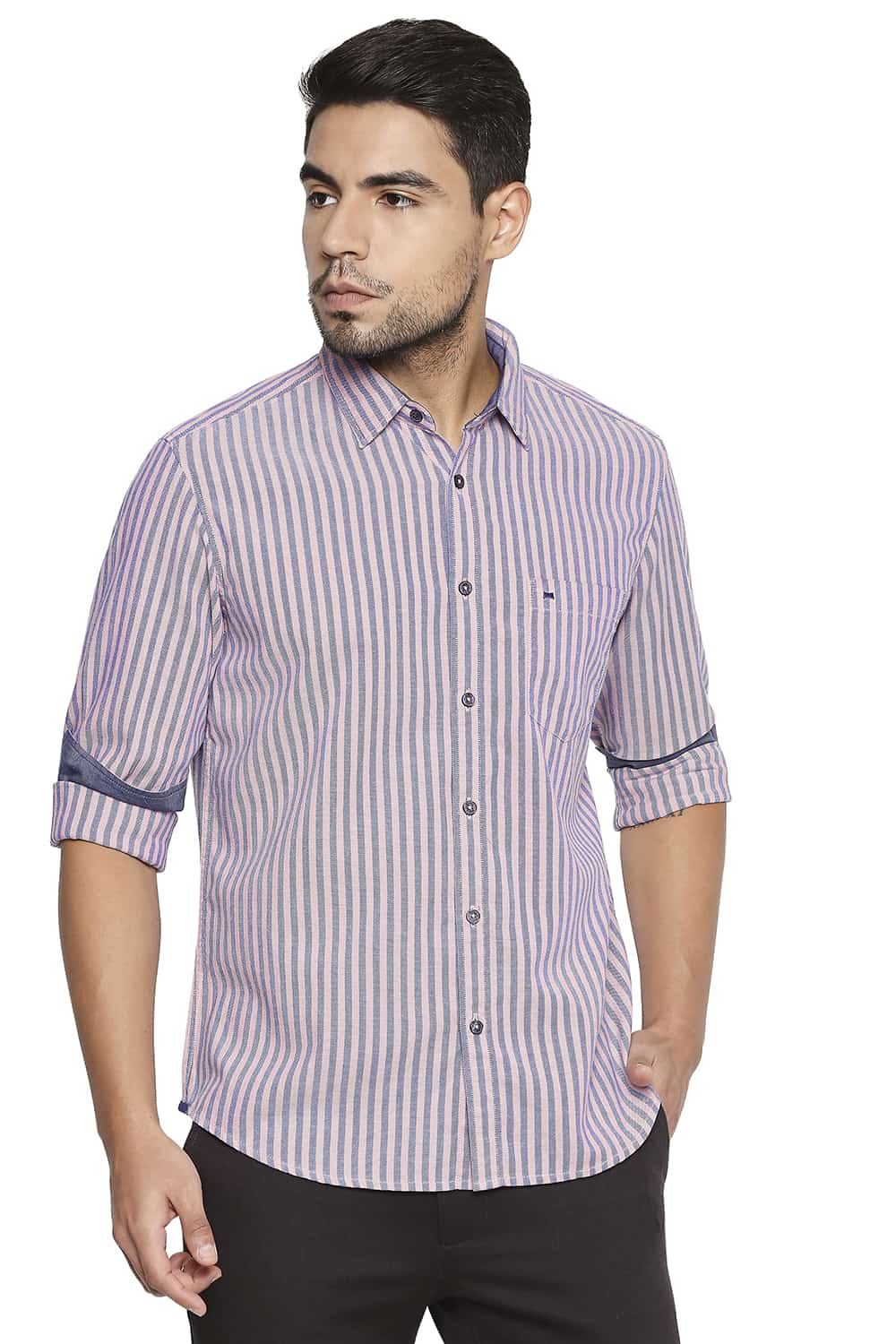 BASICS SLIM FIT STRIPE SHIRT