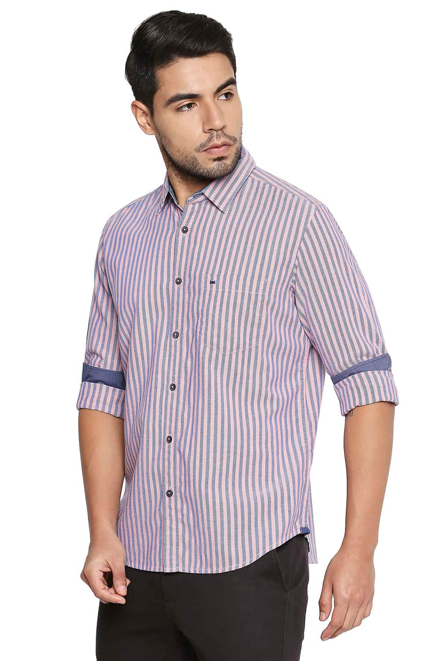BASICS SLIM FIT QUARTZ PINK STRIPE SHIRT