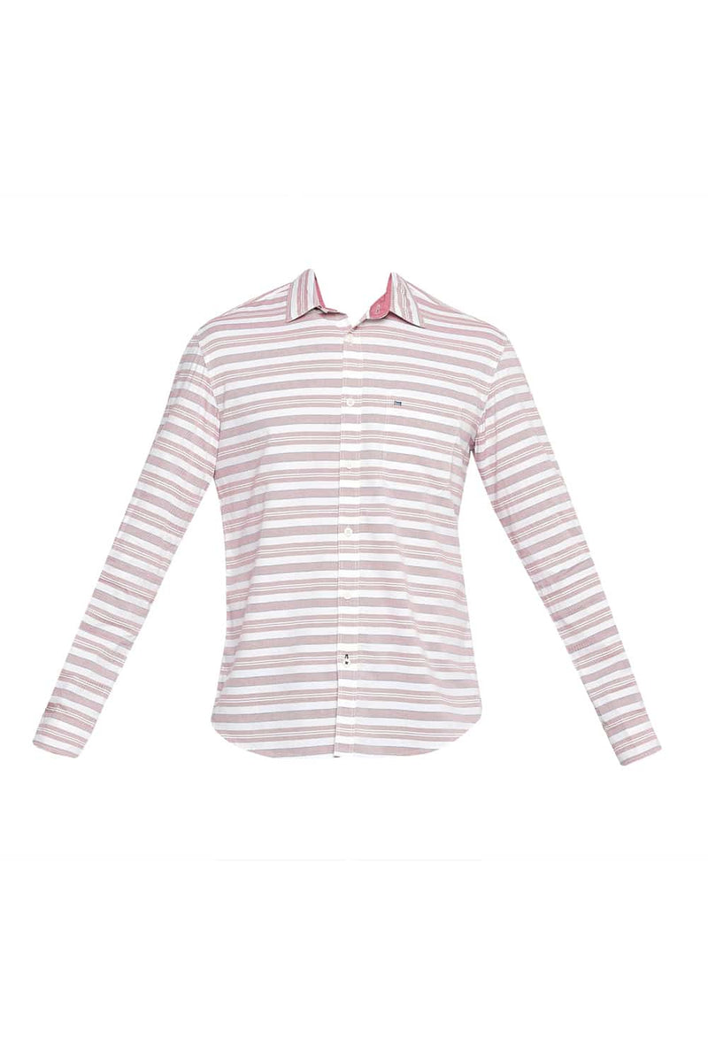 BASICS SLIM FIT WEFT STRIPE SHIRT