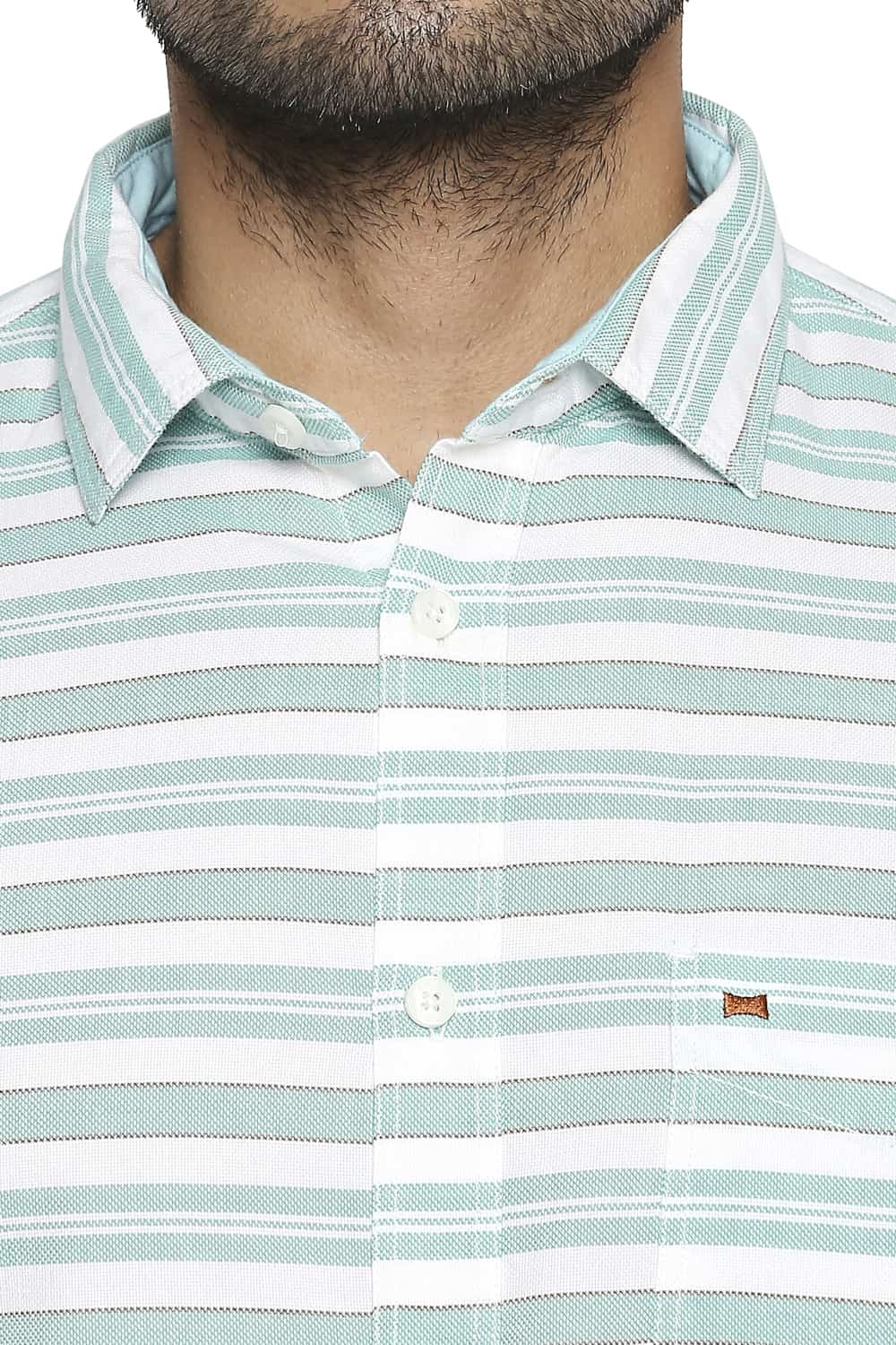 BASICS SLIM FIT WEFT STRIPE SHIRT