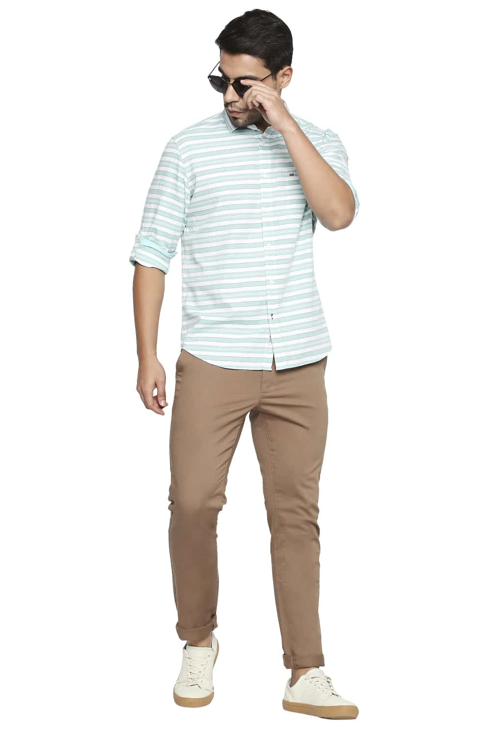 BASICS SLIM FIT WEFT STRIPE SHIRT