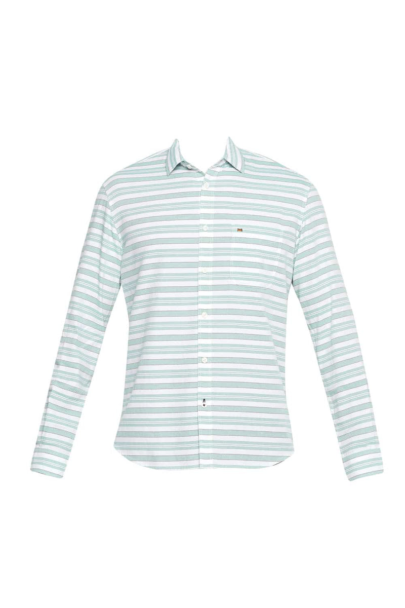 BASICS SLIM FIT WEFT STRIPE SHIRT