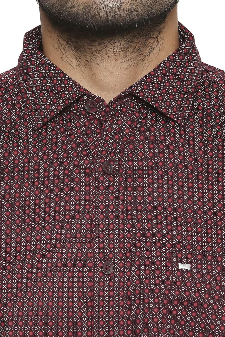 BASICS SLIM FIT WINDSOR RED PRINTED SHIRT