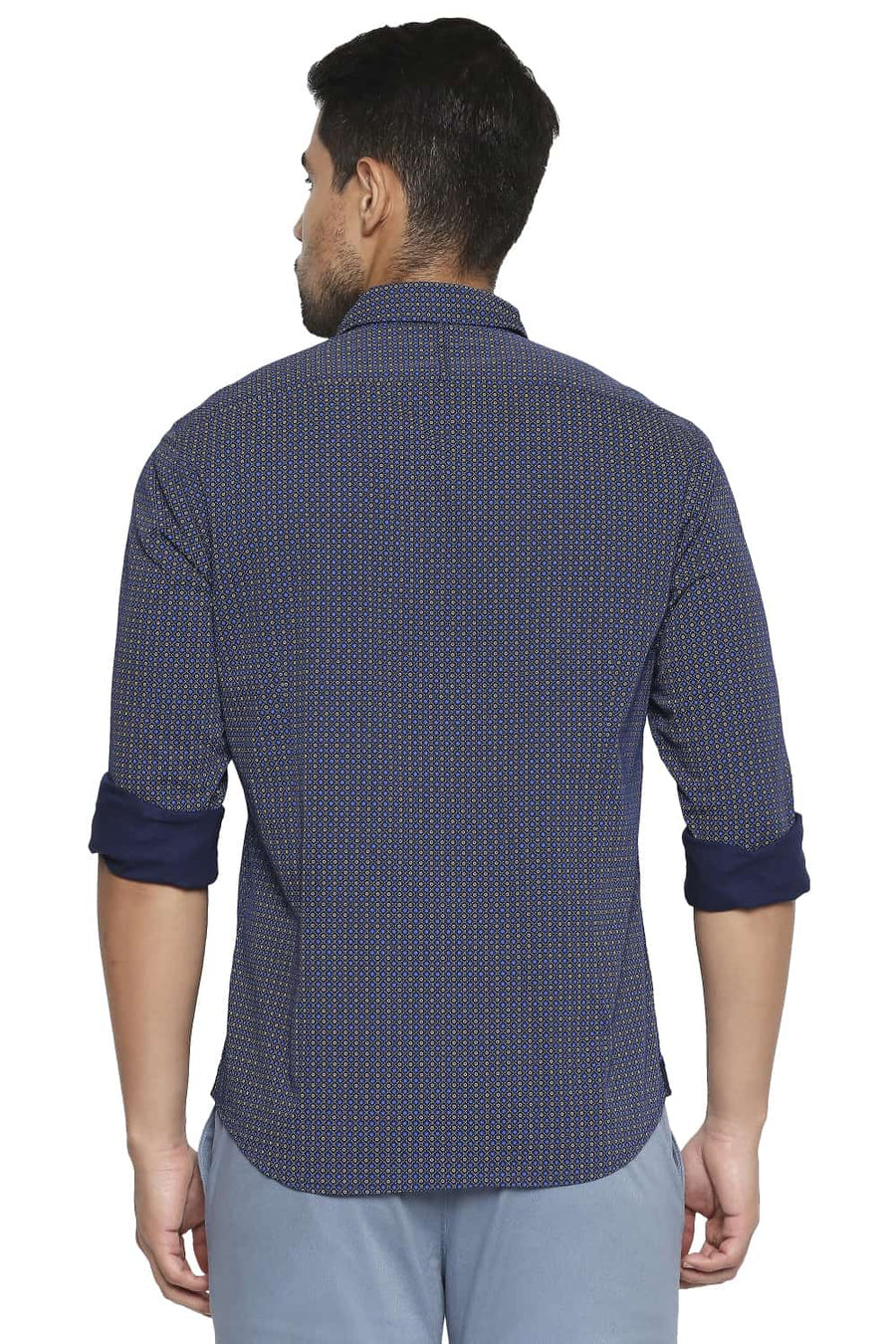 BASICS SLIM FIT WING NAVY PRINTED SHIRT