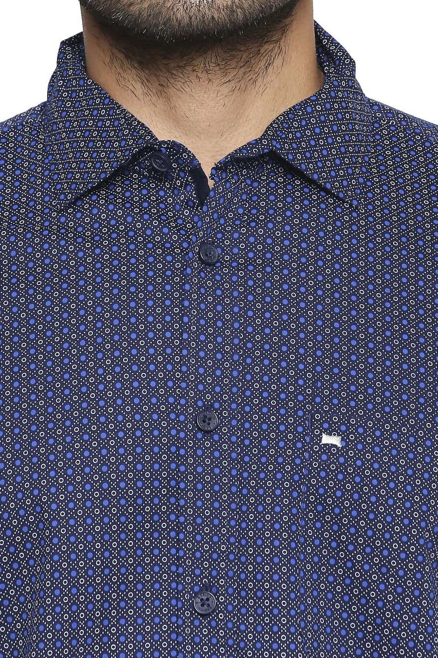 BASICS SLIM FIT WING NAVY PRINTED SHIRT
