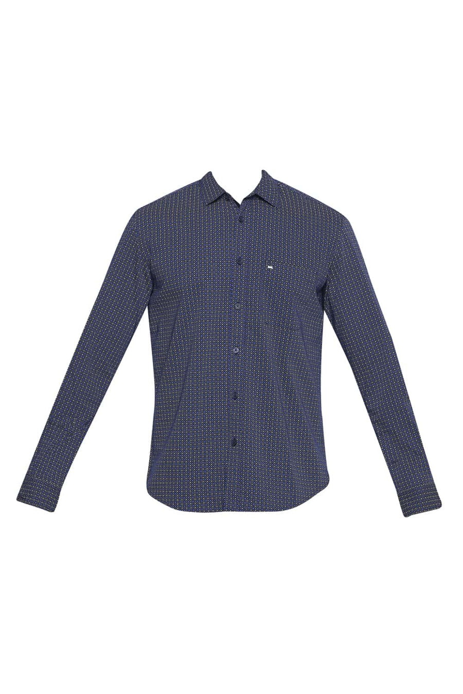BASICS SLIM FIT WING NAVY PRINTED SHIRT