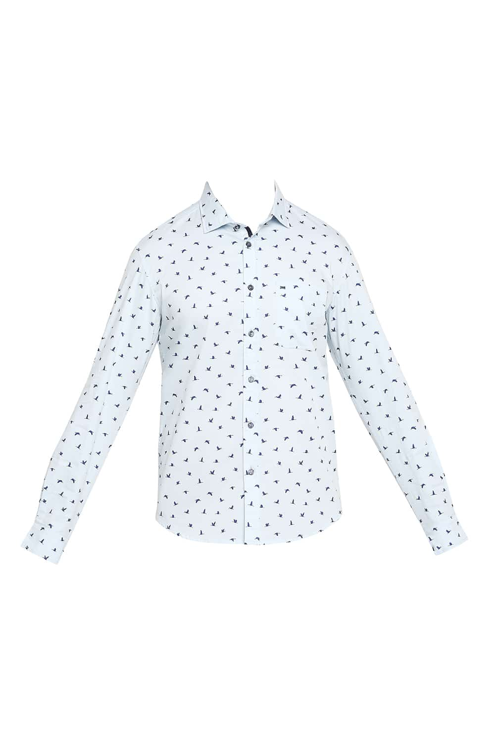 BASICS SLIM FIT PRINTED STRETCH SHIRT