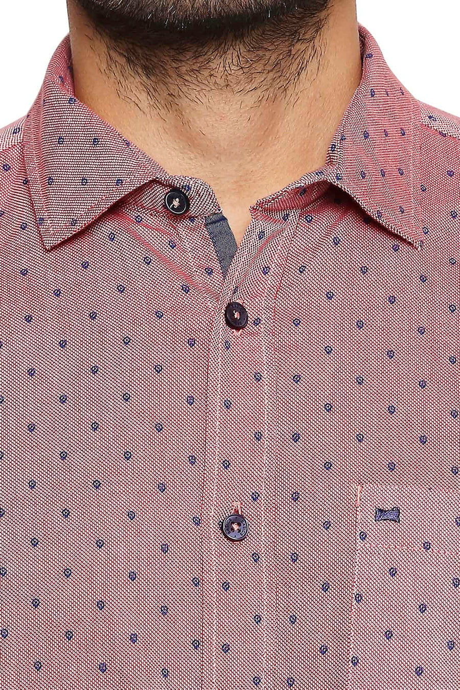 BASICS SLIM FIT MAUVEGLOW RED PRINTED SHIRT