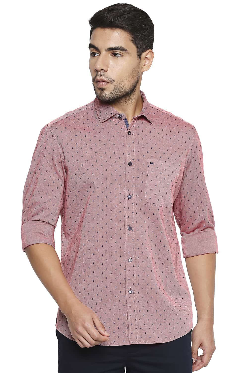 BASICS SLIM FIT PRINTED SHIRT