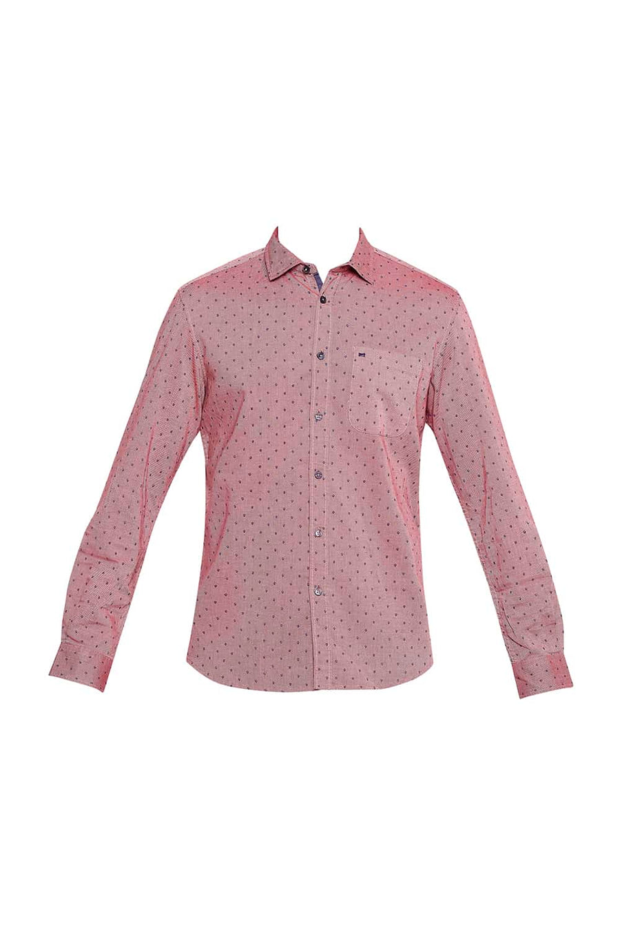 BASICS SLIM FIT MAUVEGLOW RED PRINTED SHIRT