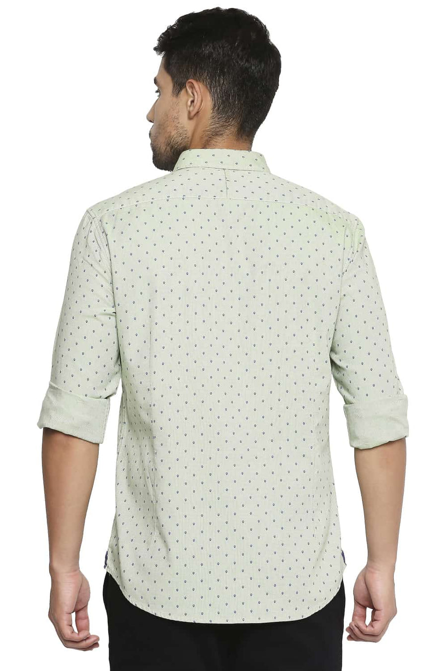 BASICS SLIM FIT GLEAM GREEN PRINTED SHIRT