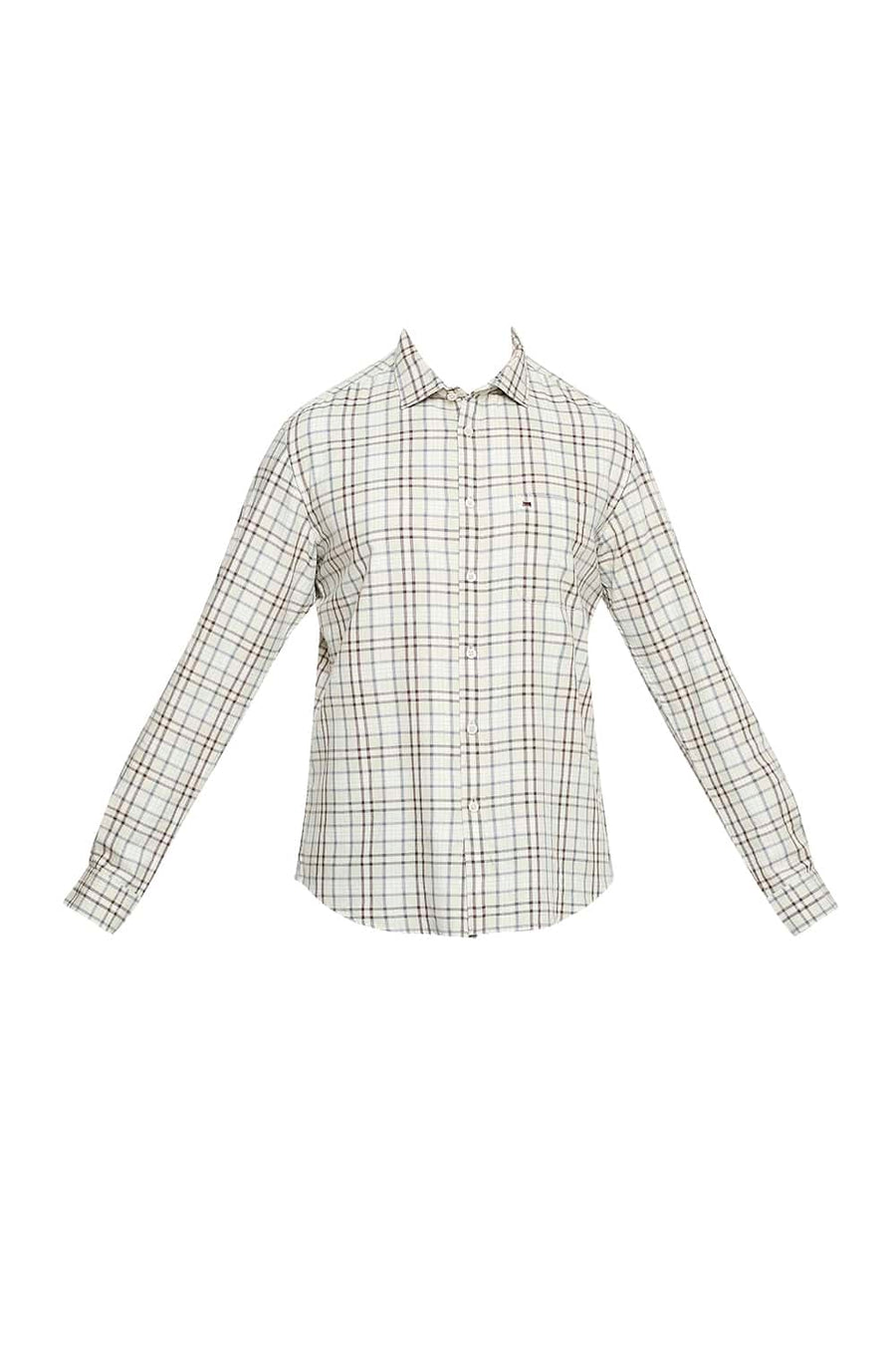 BASICS SLIM FIT OVERCAST BEIGE CHECKS SHIRT