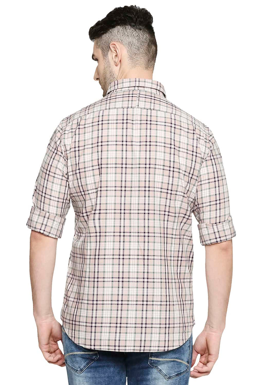 BASICS SLIM FIT ADOBE ROSE CHECKS SHIRT