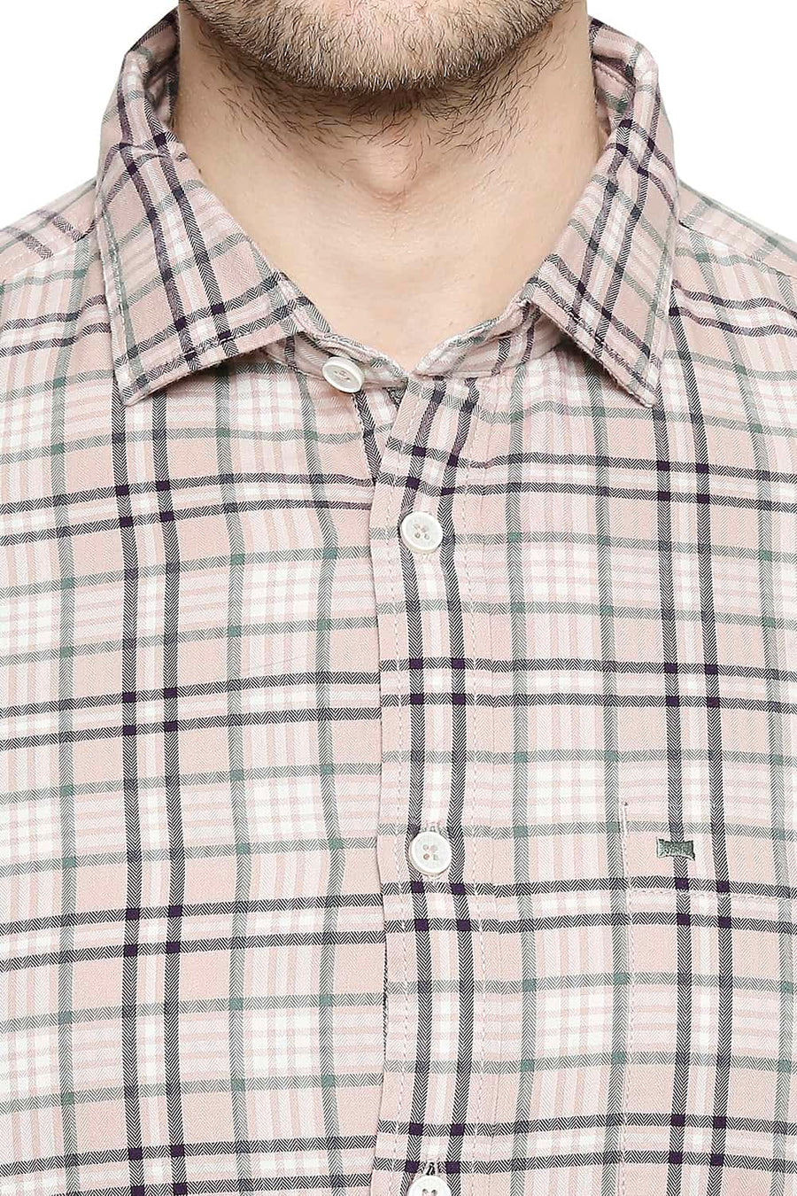 BASICS SLIM FIT ADOBE ROSE CHECKS SHIRT
