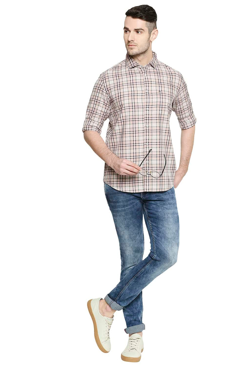 BASICS SLIM FIT CHECKS SHIRT