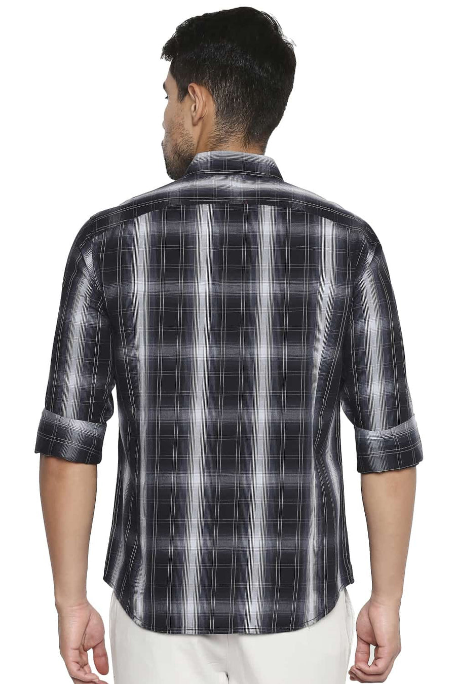 BASICS SLIM FIT PHANTOM BLACK CHECKS SHIRT