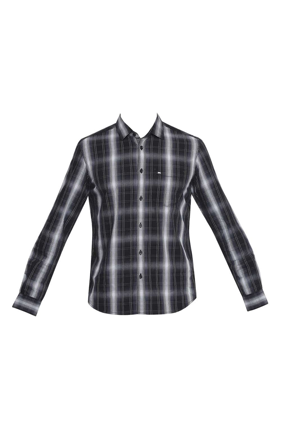 BASICS SLIM FIT PHANTOM BLACK CHECKS SHIRT