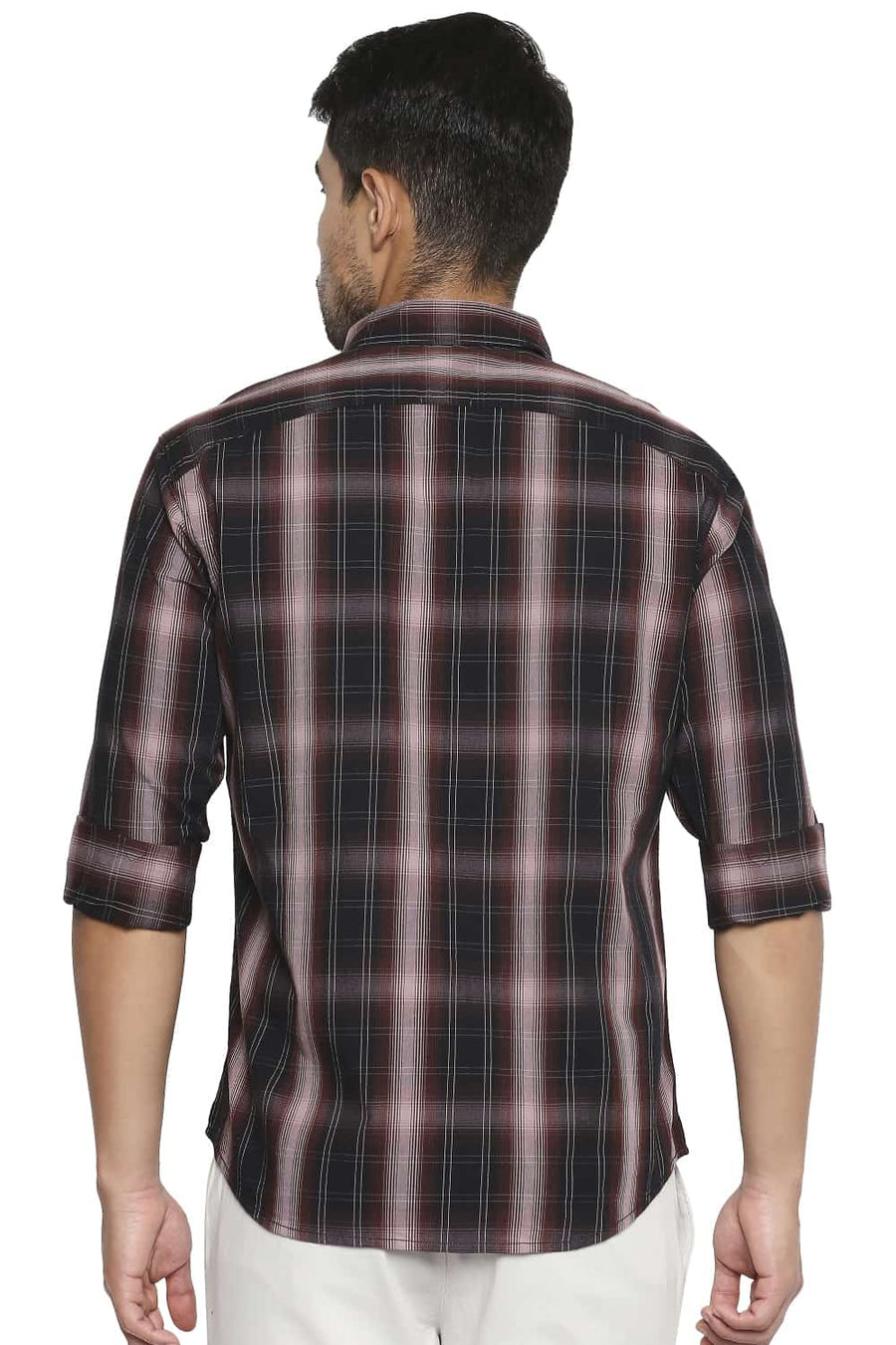 BASICS SLIM FIT RED MAHOGANY CHECKS SHIRT