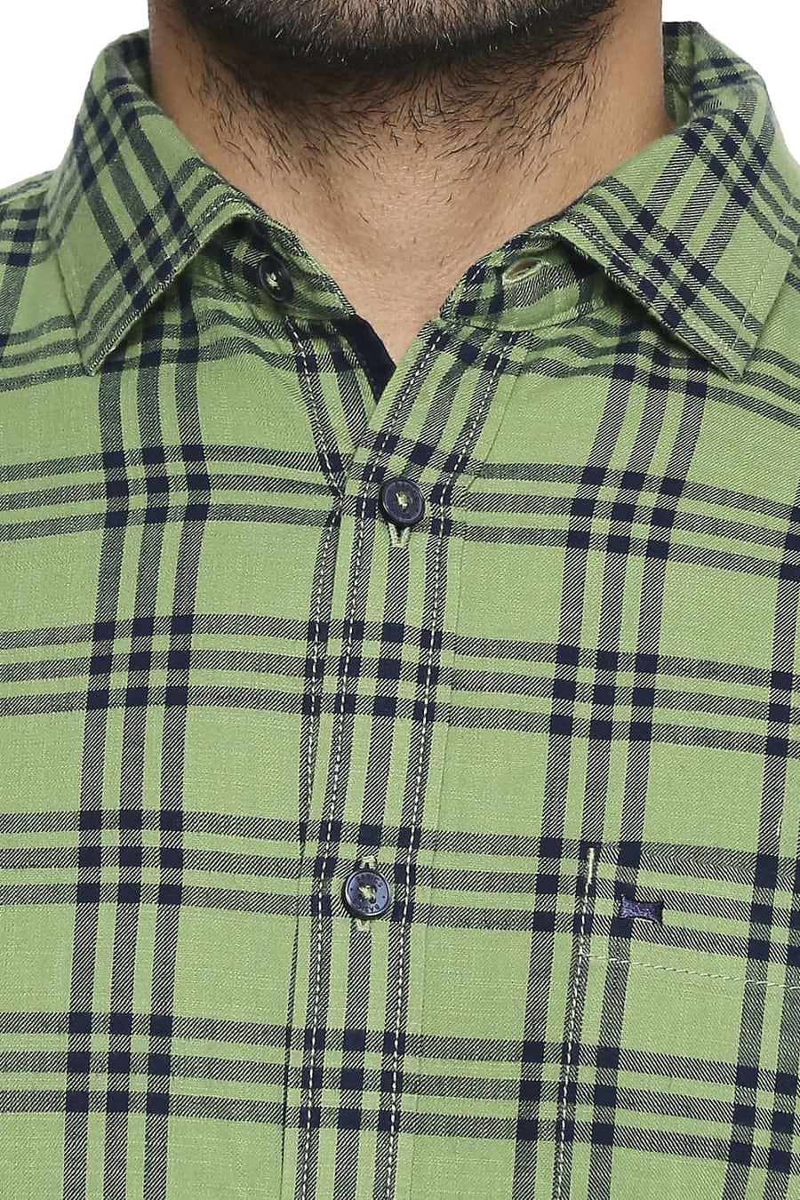 BASICS SLIM FIT FOREST GREEN CHECKS SHIRT