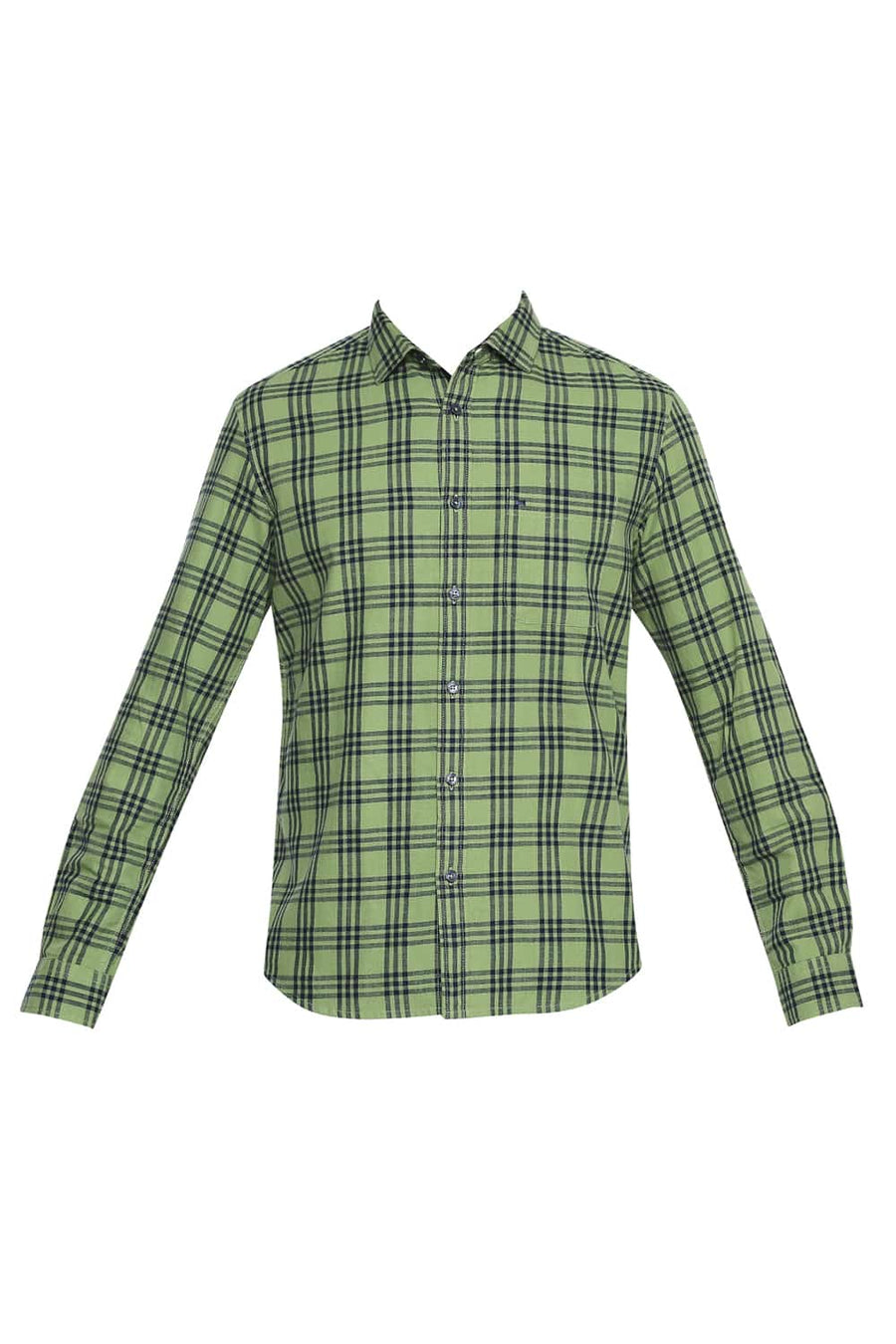 BASICS SLIM FIT FOREST GREEN CHECKS SHIRT