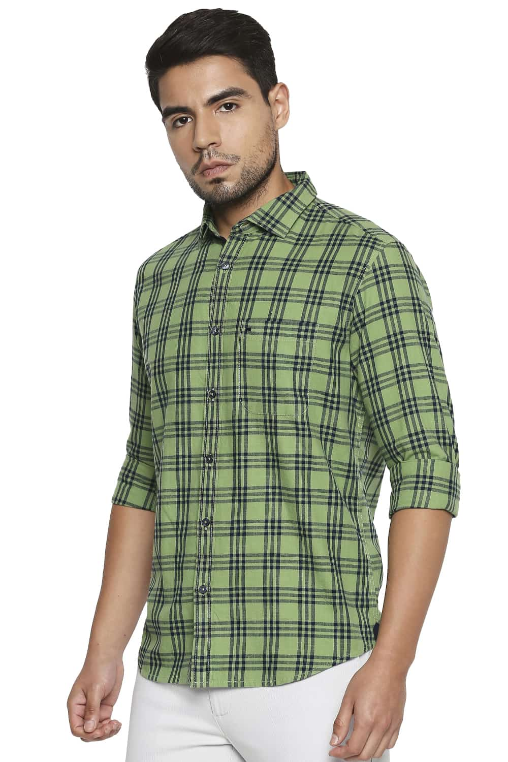 BASICS SLIM FIT CHECKS SHIRT