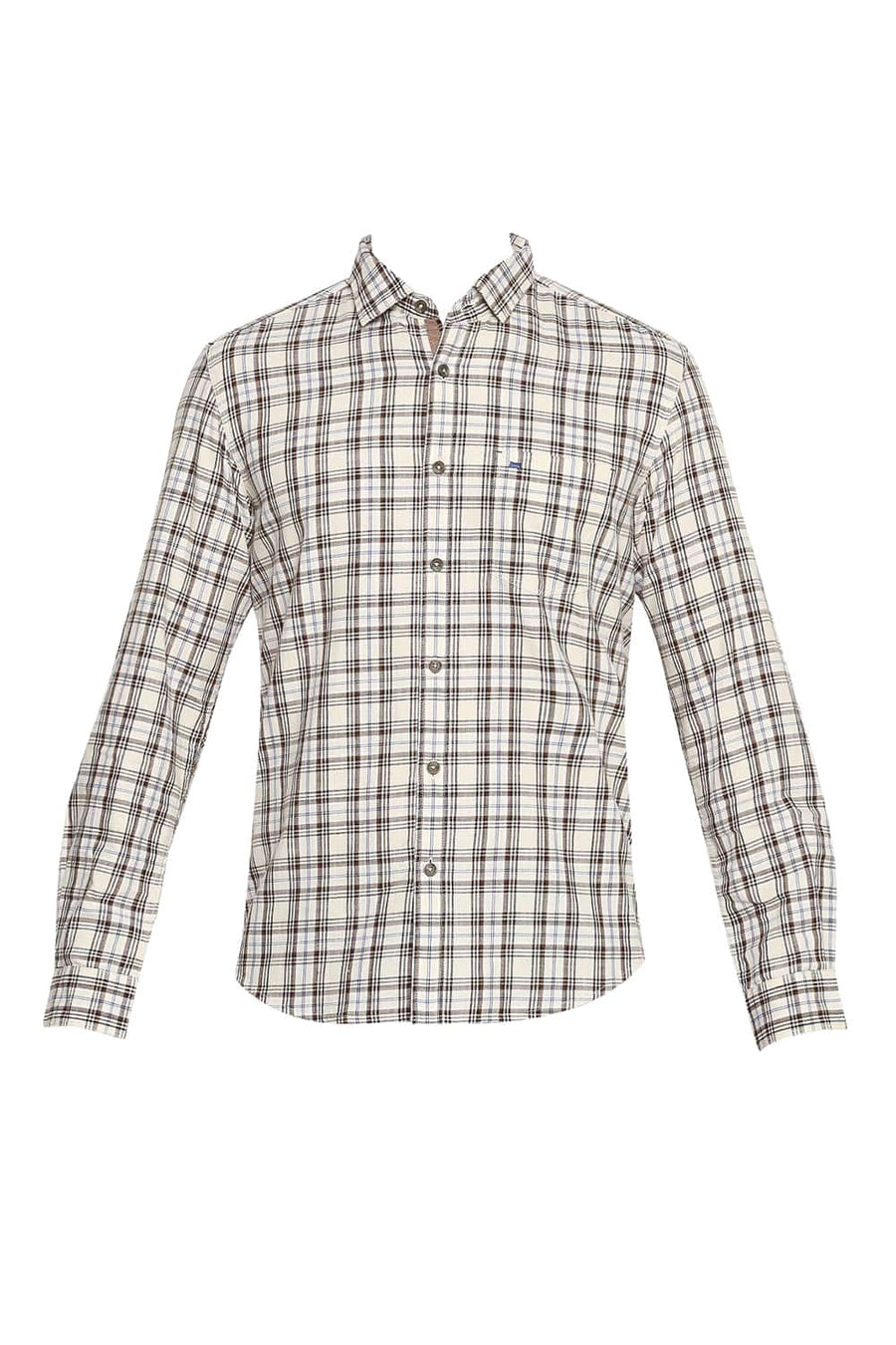 BASICS SLIM FIT BROWN SUGAR CHECKS SHIRT