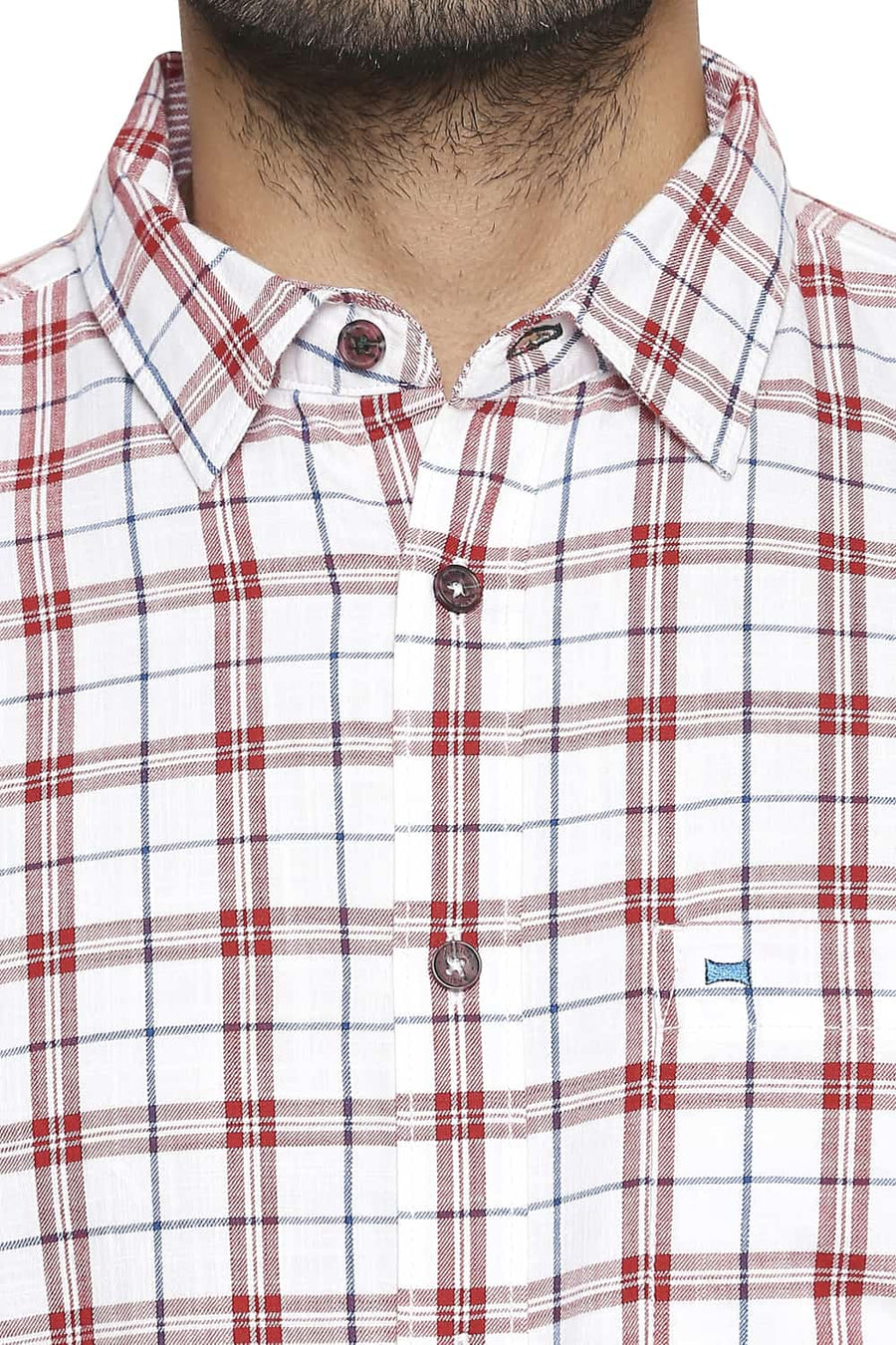 BASICS SLIM FIT POMPEIAN RED CHECKS SHIRT