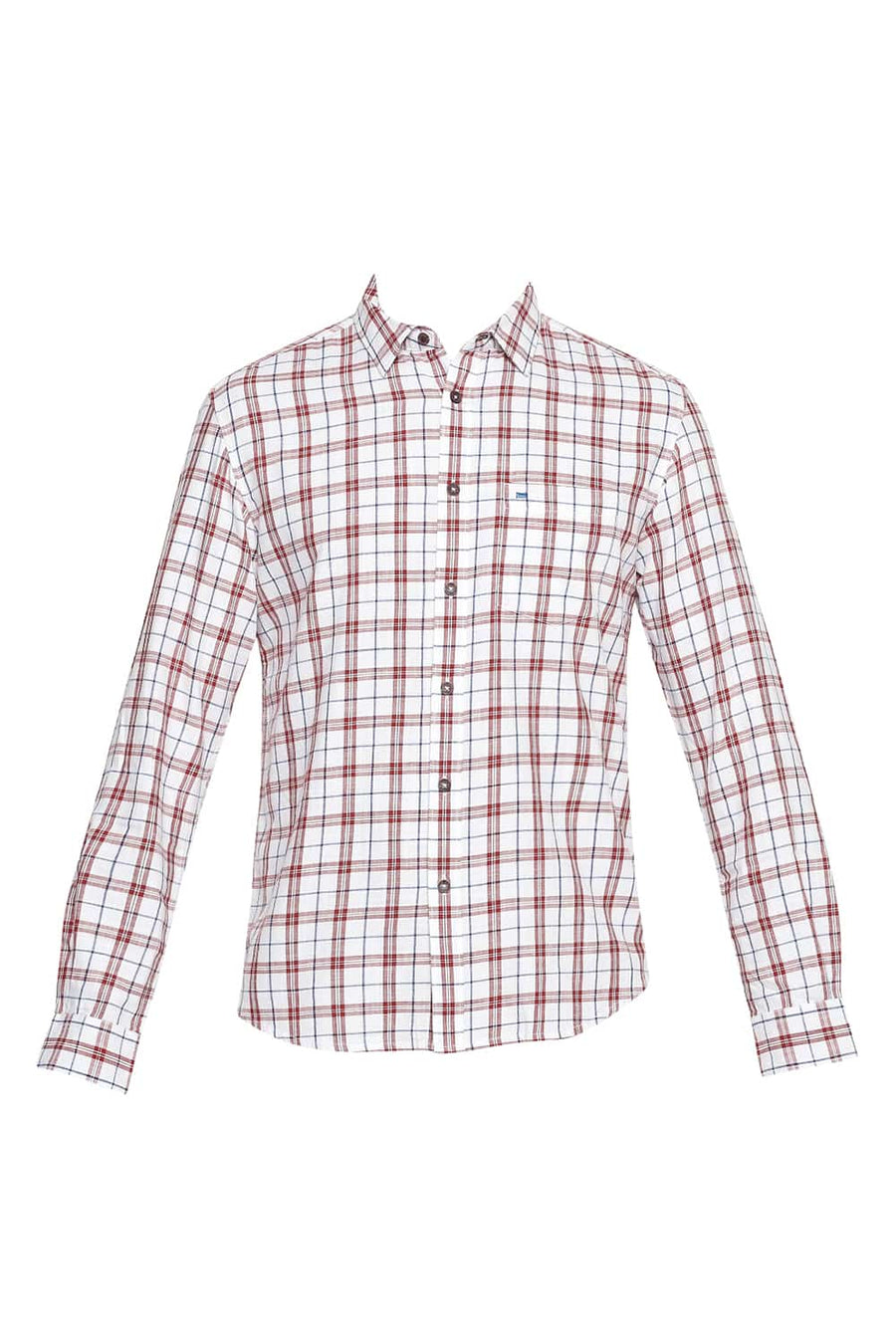 BASICS SLIM FIT POMPEIAN RED CHECKS SHIRT