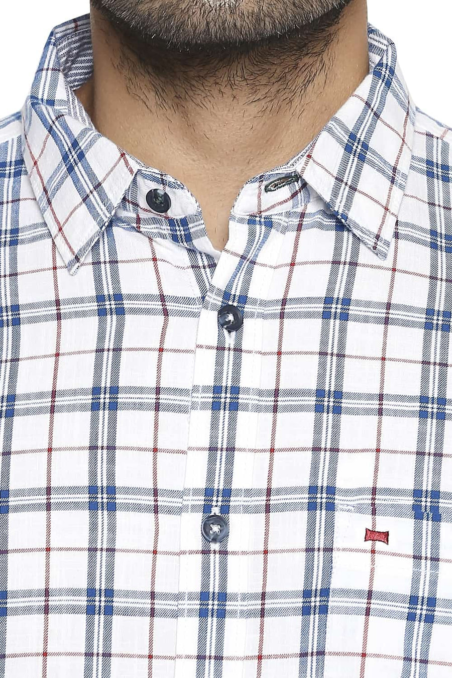 BASICS SLIM FIT BALEINE BLUE CHECKS SHIRT