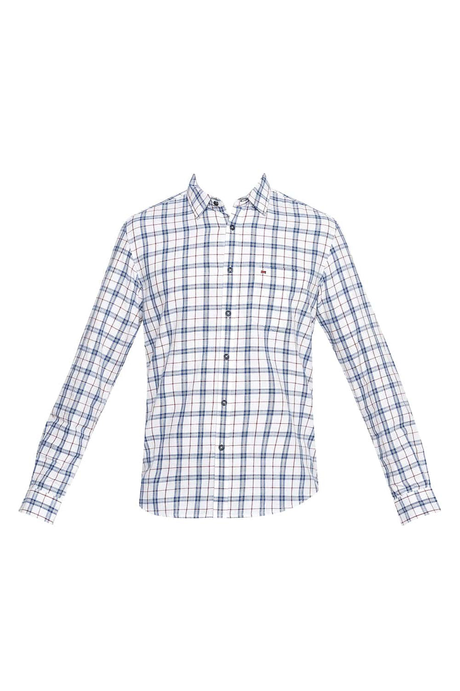 BASICS SLIM FIT BALEINE BLUE CHECKS SHIRT