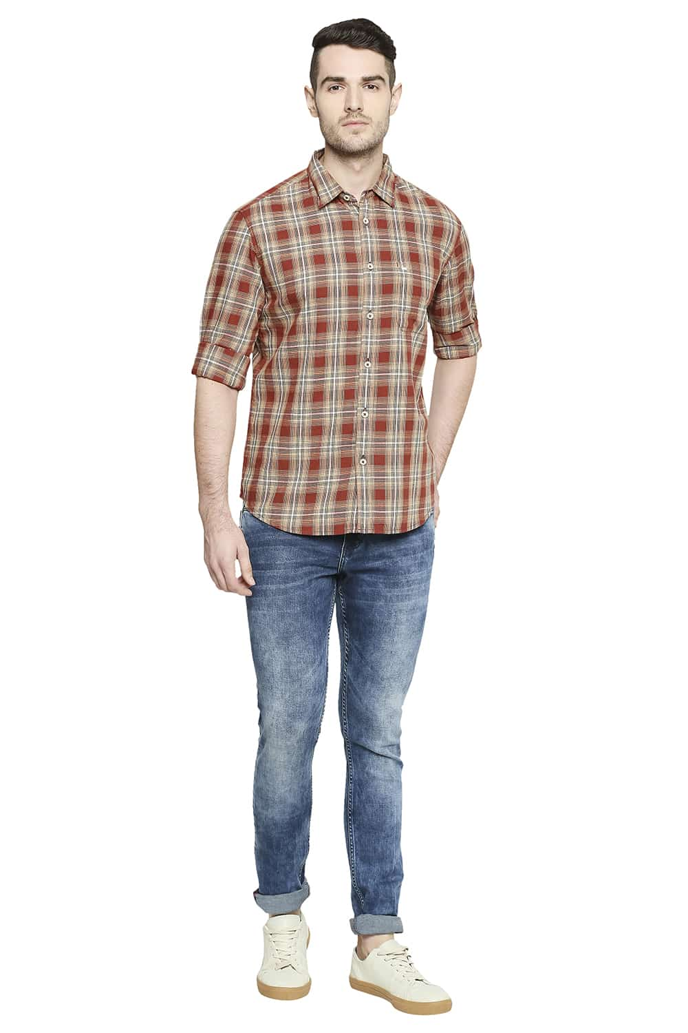 BASICS SLIM FIT CHECKS SHIRT