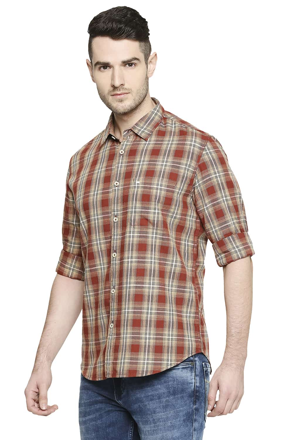 BASICS SLIM FIT CHECKS SHIRT