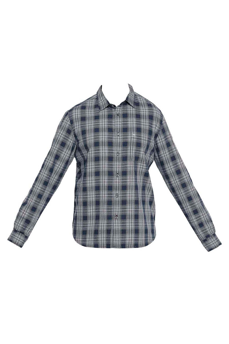 BASICS SLIM FIT BALSAM GREY CHECKS SHIRT